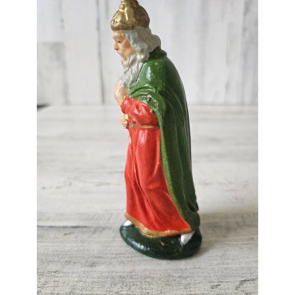 Vintage Germany Wiseman paper mache incense nativity figurine stable Xmas decor - Picture 2 of 10